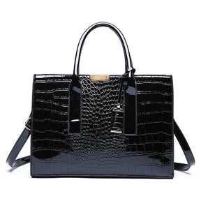 Conjunto Bolsa de Couro Crocodalio