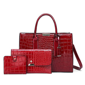 Conjunto Bolsa de Couro Crocodalio